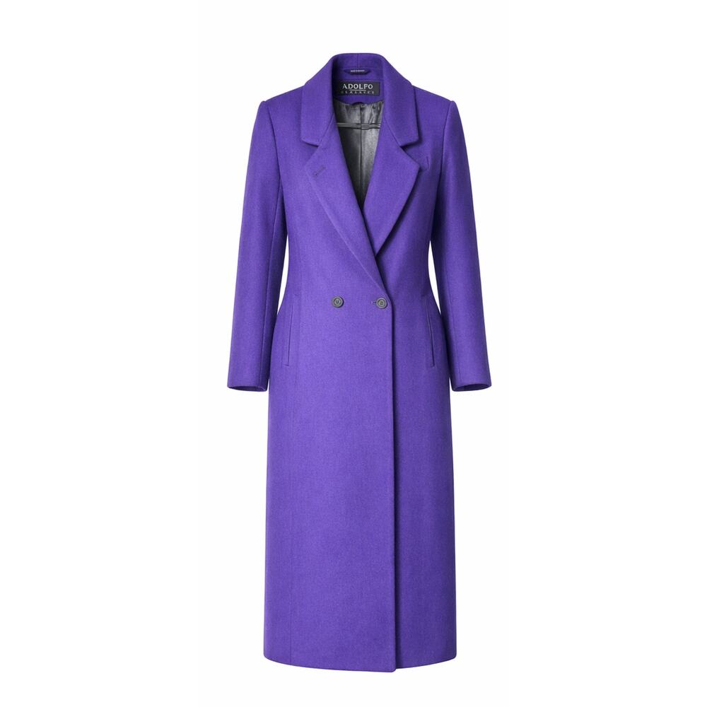 Vintage Adolfo Classics Purple 100% Wool Double-Breasted Coat